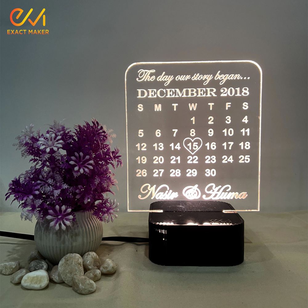 Customize 3D Calendar Shape illusion Lamp, 3D Light Lamp