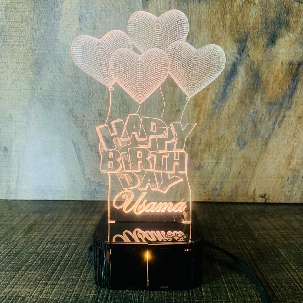 Customize Happy Birthday 3D illusion Lamp, 3D Light Lamp