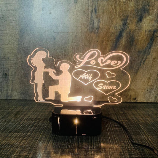 Customize Love Couple 3D illusion Lamp, 3D Light Lamp