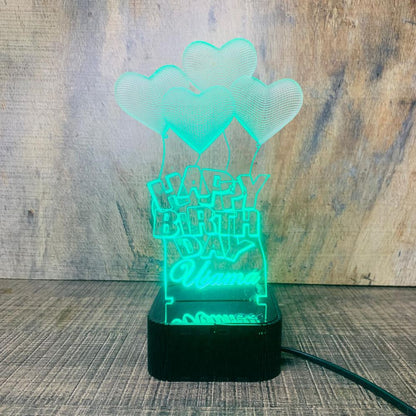 Customize Happy Birthday 3D illusion Lamp, 3D Light Lamp