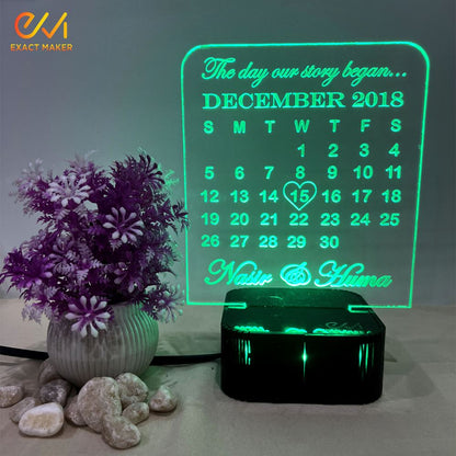 Customize 3D Calendar Shape illusion Lamp, 3D Light Lamp