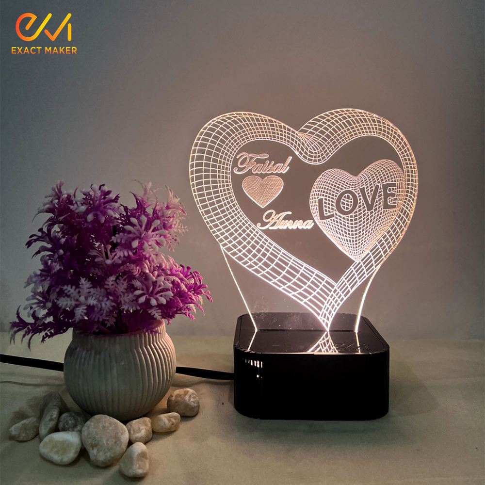 Customize 3D Heart Shape illusion Lamp, 3D Light Lamp