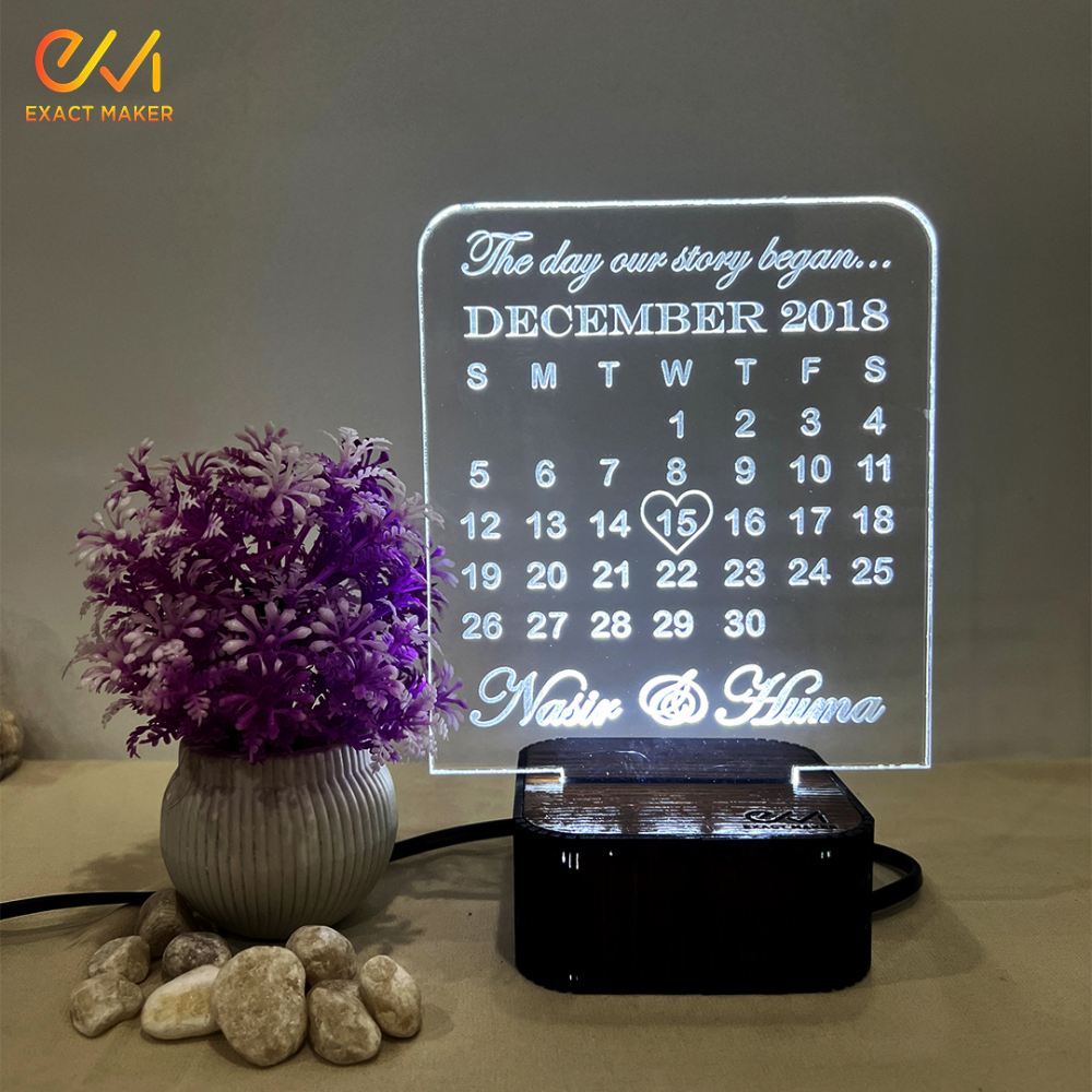 Customize 3D Calendar Shape illusion Lamp, 3D Light Lamp