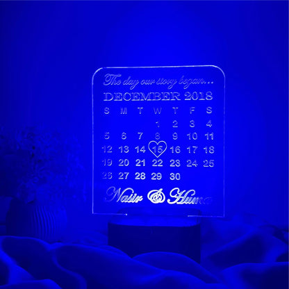 Customize 3D Calendar Shape illusion Lamp, 3D Light Lamp