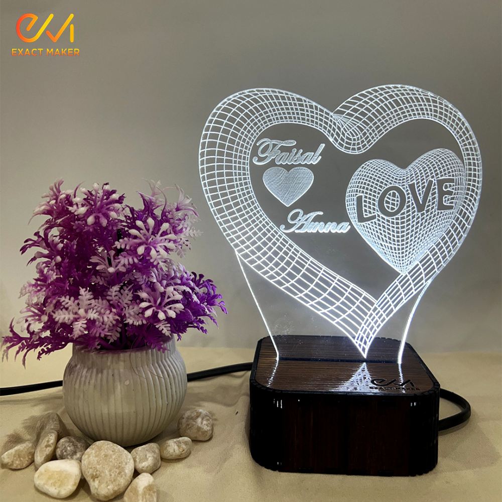 Customize 3D Heart Shape illusion Lamp, 3D Light Lamp