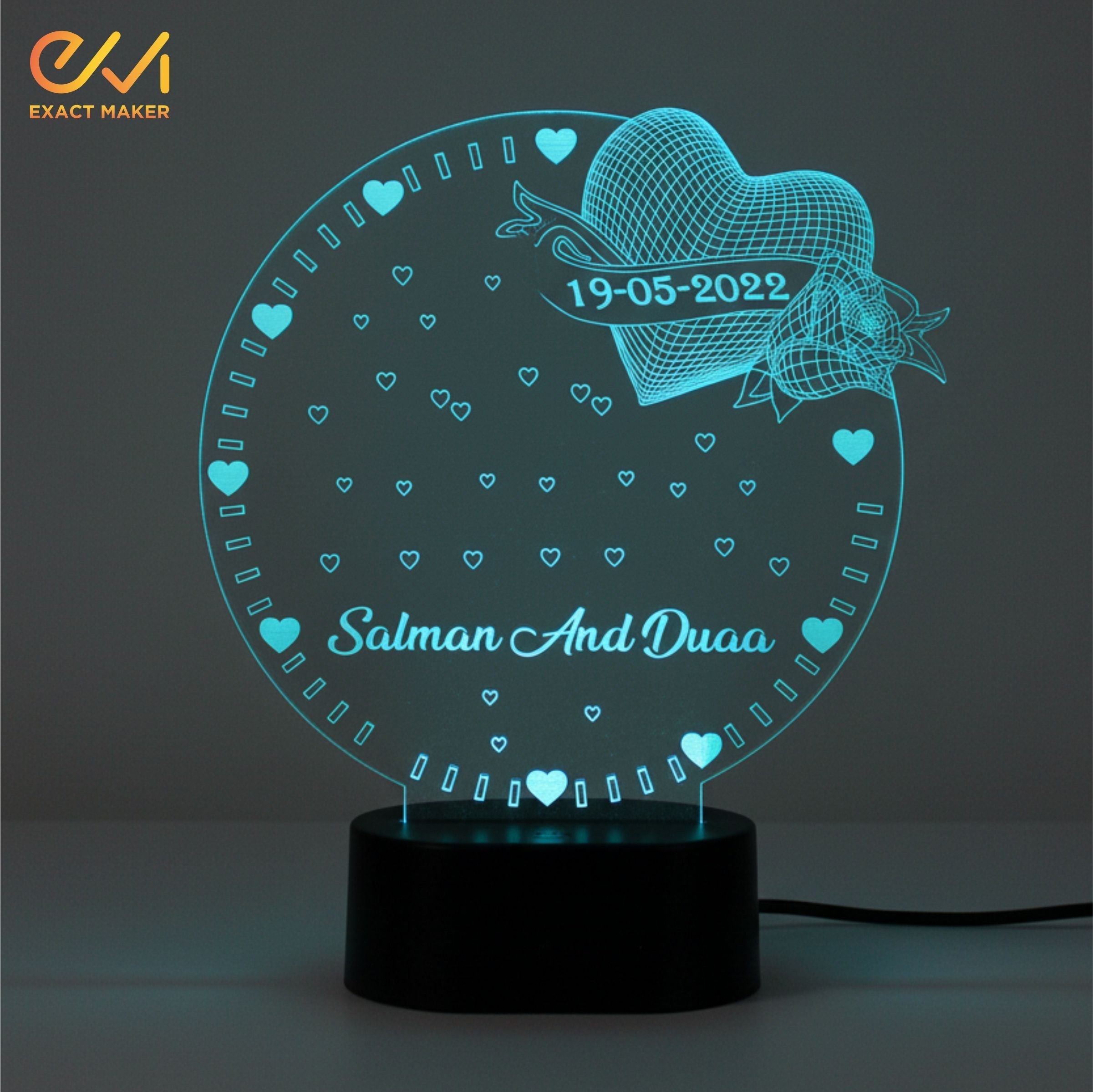 Romantic Round Shape illusion lamp with Heart  With  LED Lamp